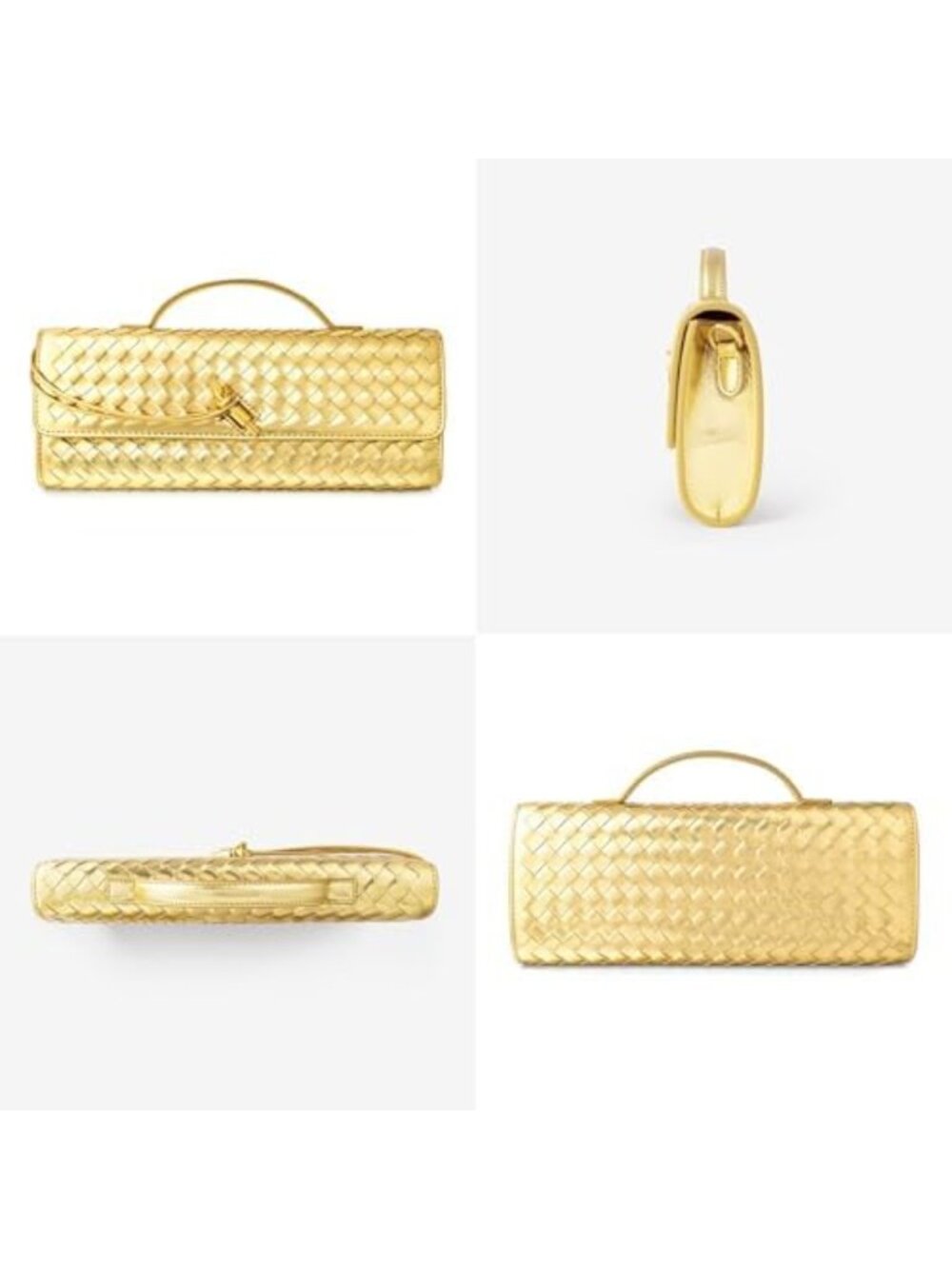 Chic Woven Leather Clutch for Women | Stylish Crossbody Evening Bag | Vegan - Picture 3 of 7